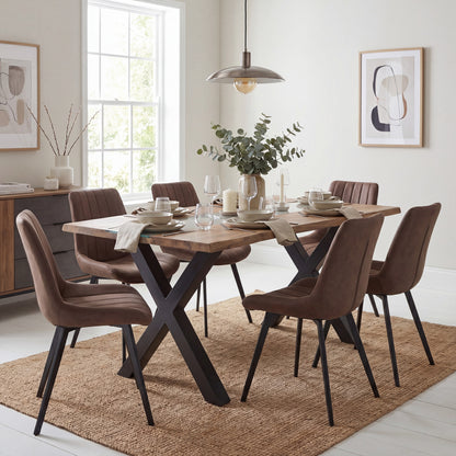 Luxury Live Edge Light Acacia Metal River Dining Table In Brown Table Top