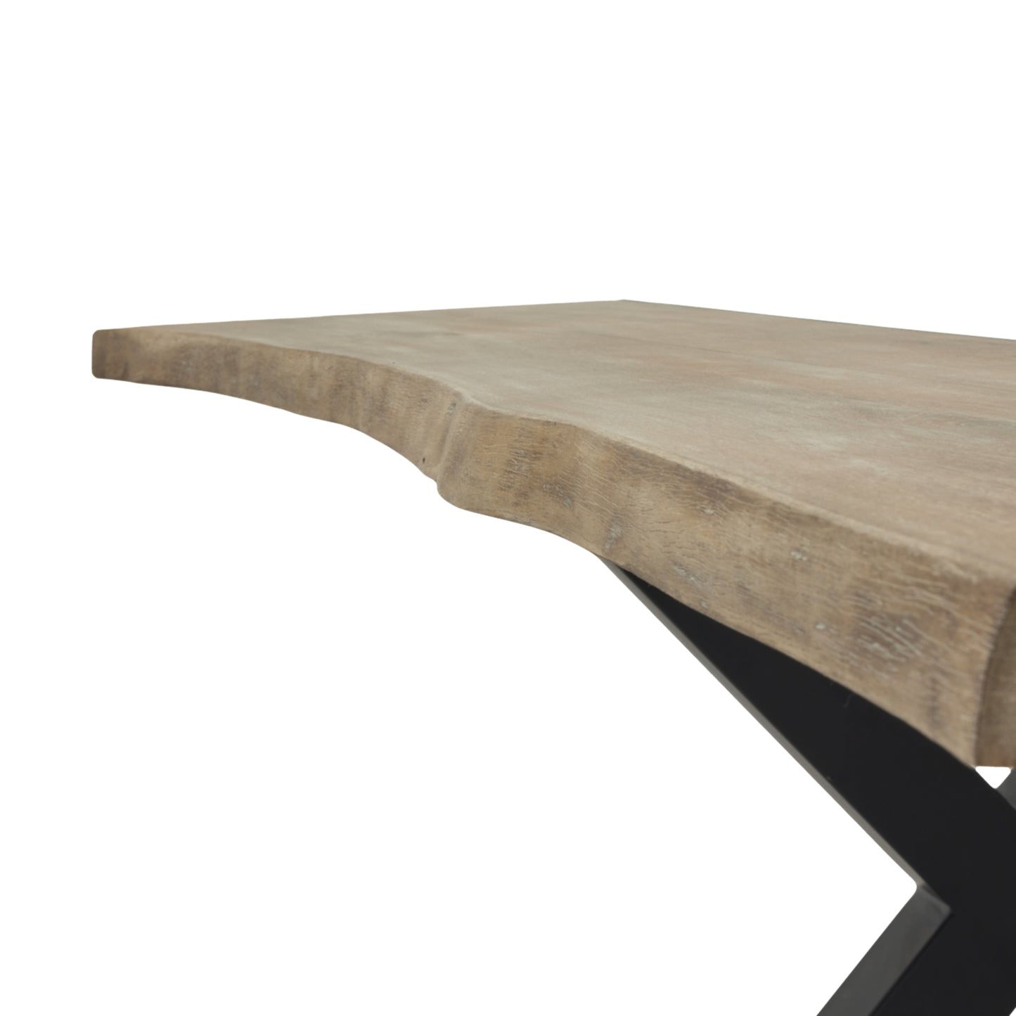 Luxury Live Edge Light Acacia Metal River Dining Table In Brown Table Top