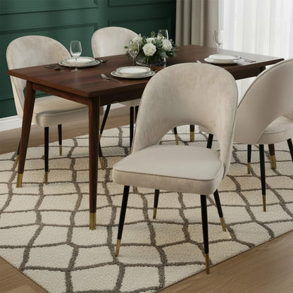 Luxury Loki 1.8m Gold Dining Set Cream Sintered Stone Table With Bjorn Champagne Velvet Chairs