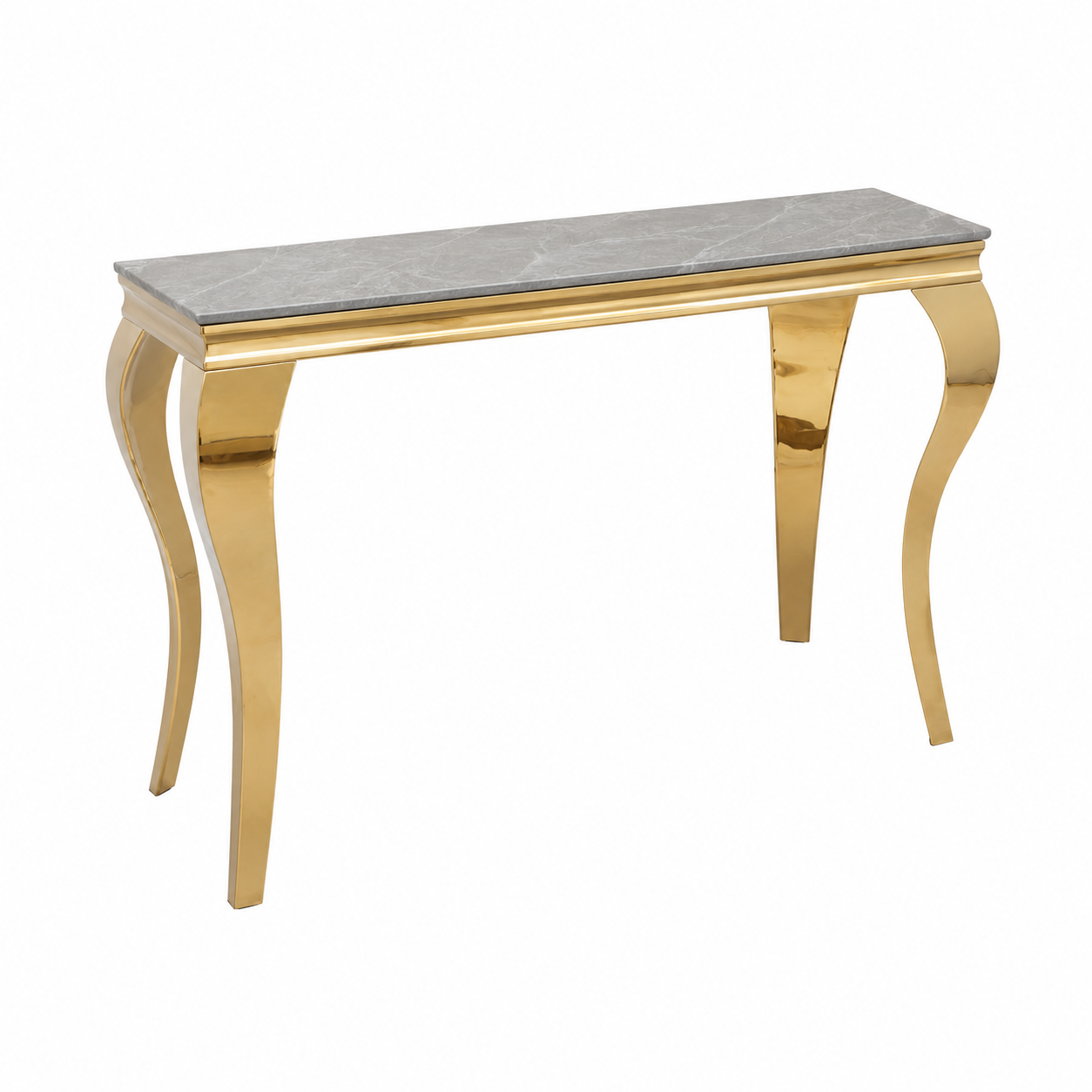 Luxury Louis 1.2m Gold Console Table With Stomach Ash Grey Sintered Stone