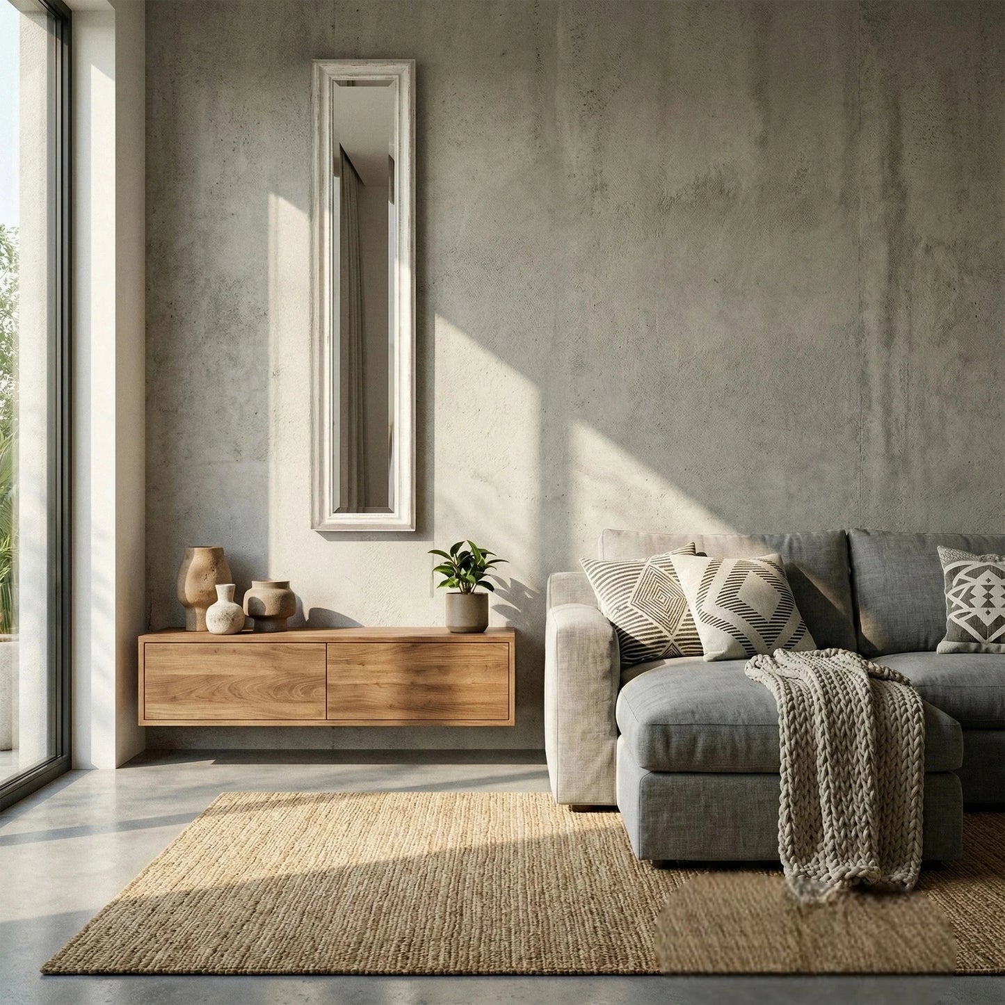 Luxury Lumi 135cm x 19cm Antique White Narrow Slim Wall Mirror