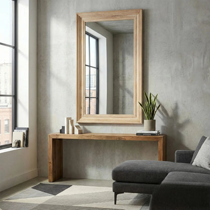 Luxury Lumi 150cm x 80cm Medium Washed Wood Stepped Frame Wall Mirror