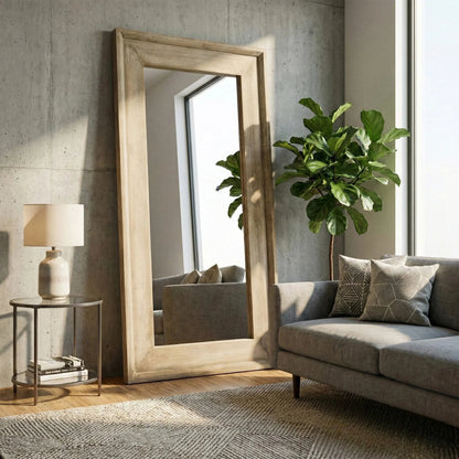 Luxury Lumi Copgrove 200cm x 100cm Large Bleached Hardwood Full Length Mirror