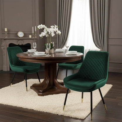 Luxury Lyder Plush Velvet Dining Chair With Cross Stitch Back And Scandinavian Black Metal Legs