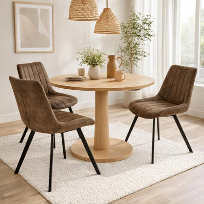 Luxury Malmo Coffee Dark Brown Fabric Swivel Dining Chair