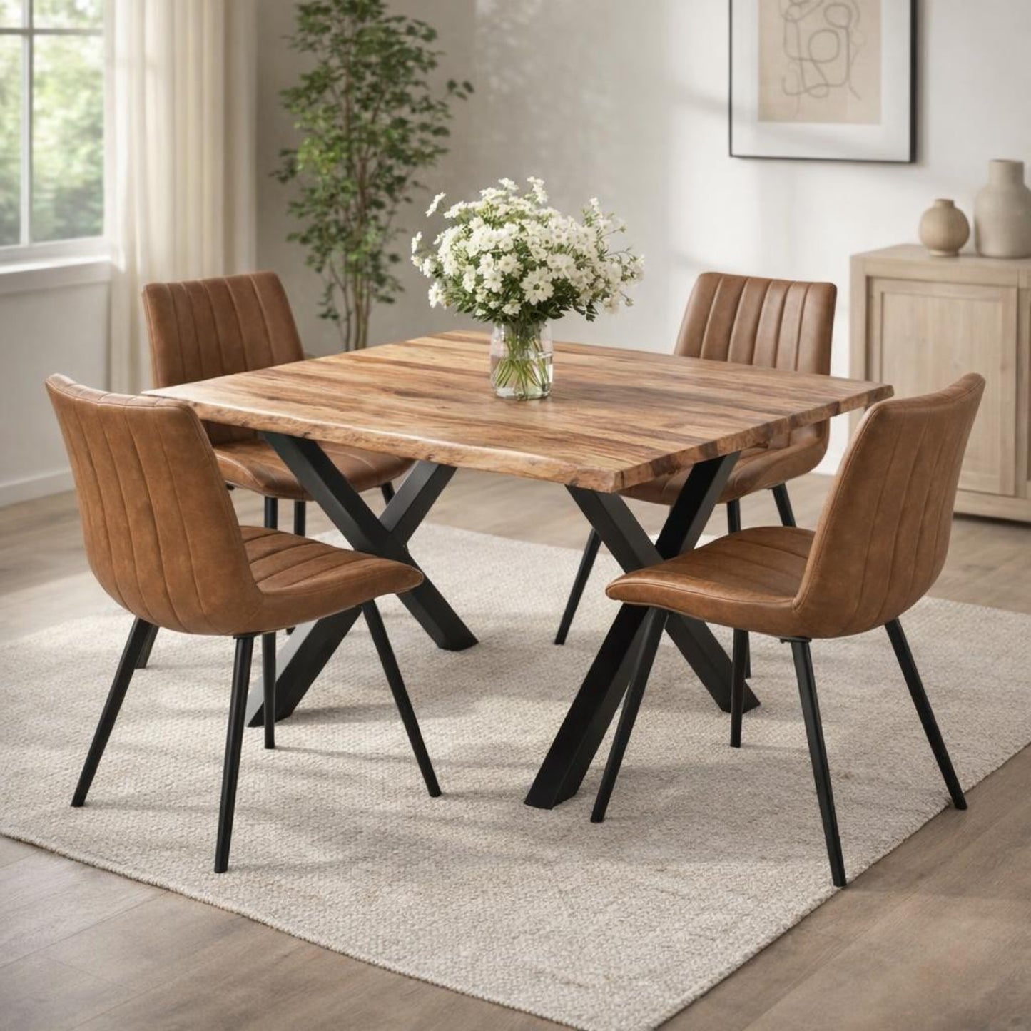 Luxury Malmo Tan Swivel Dining Chair In Brown Fabric