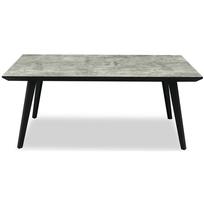 Luxury Nivara Rectangular Grey Top Black Metal Leg Dining Table