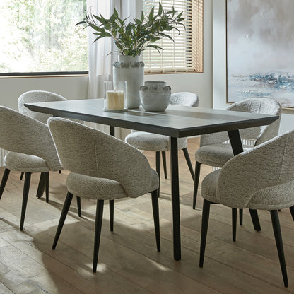 Luxury Nivara Rectangular Grey Top Black Metal Leg Dining Table