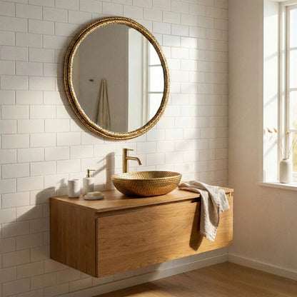 Luxury Orel 78cm x 73cm Medium Dimpled Texture Organic Gold Wall Mirror