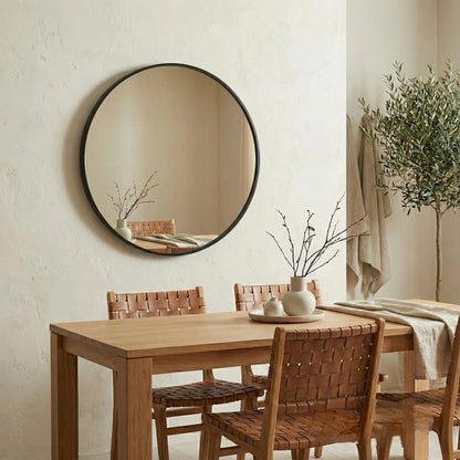 Luxury Orel 80cm Modern Design Round Classic Wall Mirror With Black Aluminium Frame