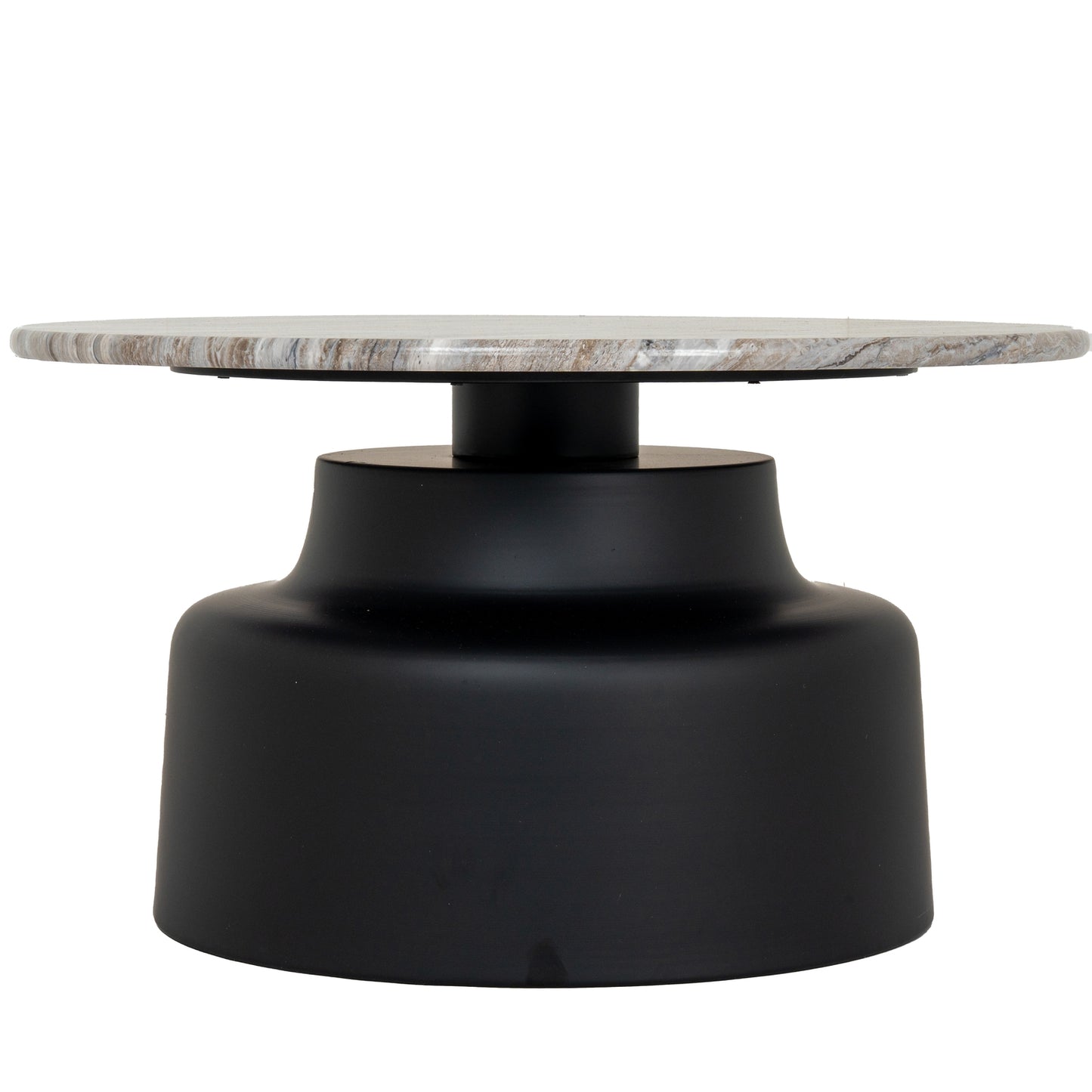 Luxury Oura Round Grey Top Black Metal Legs Coffee Table