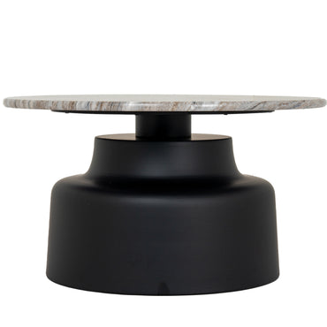 Luxury Oura Round Grey Top Black Metal Legs Coffee Table