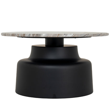 Luxury Oura Round Grey Top Black Metal Legs Coffee Table