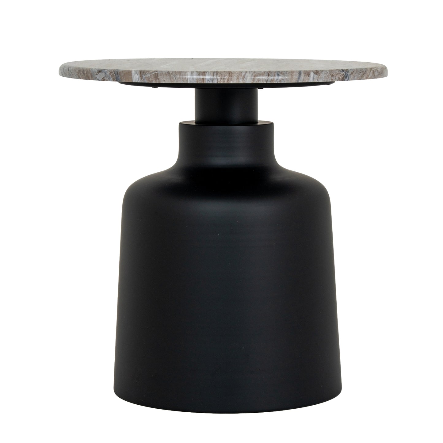 Luxury Oura Round Grey Top Black Metal Legs Side Lamp Table