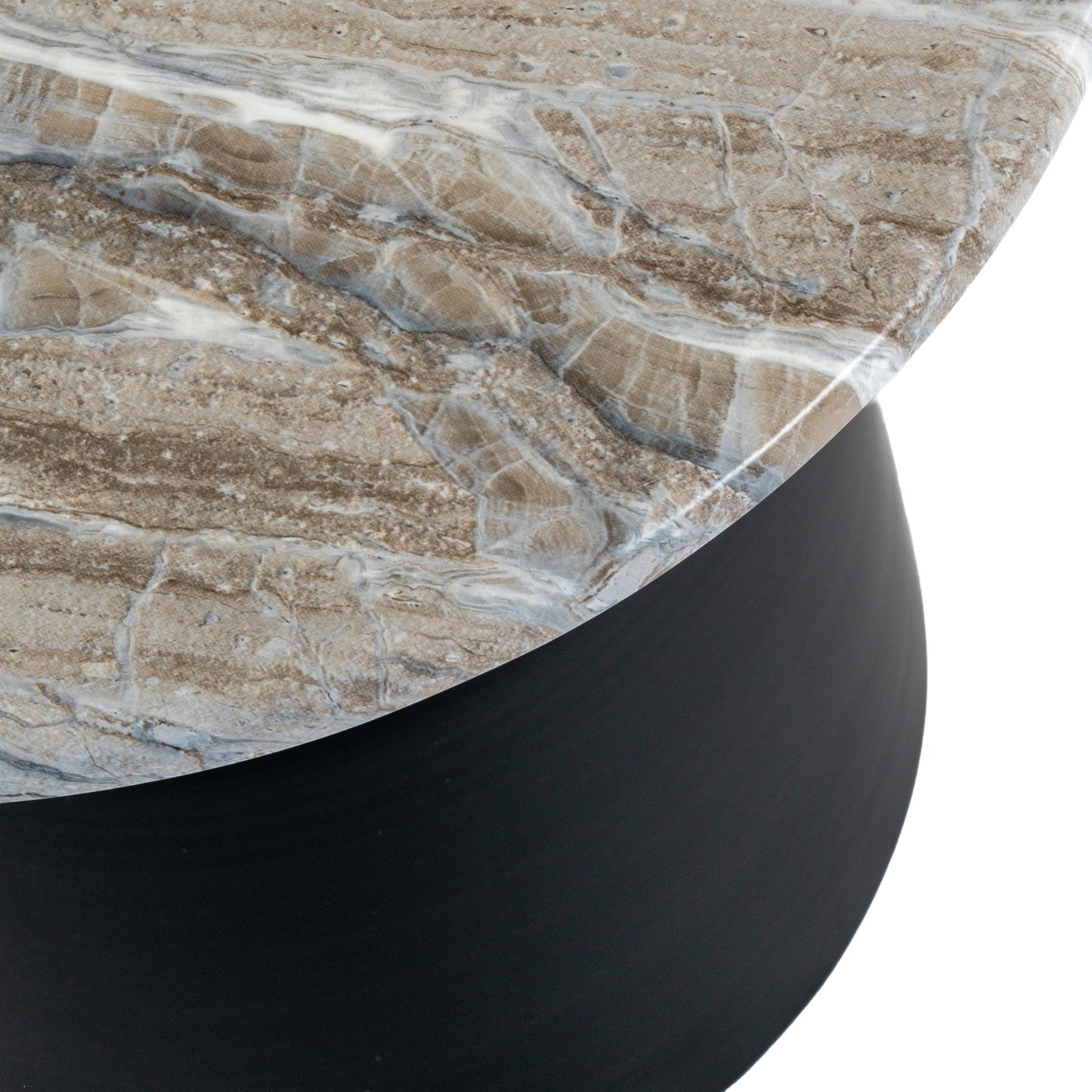 Luxury Oura Round Grey Top Black Metal Legs Side Lamp Table