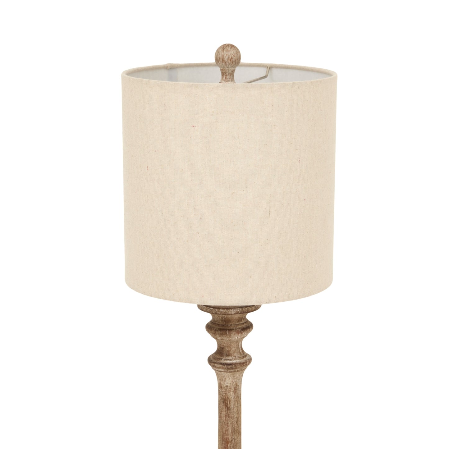 Luxury Pallido Candlestick Table Lamp In Brown Resin With Linen Shade