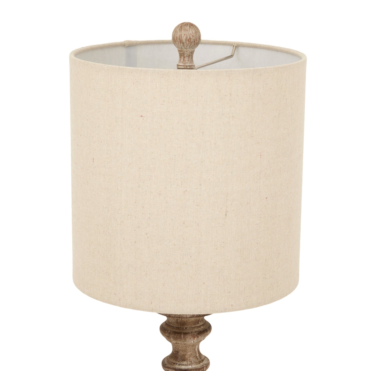 Luxury Pallido Candlestick Table Lamp In Brown Resin With Linen Shade