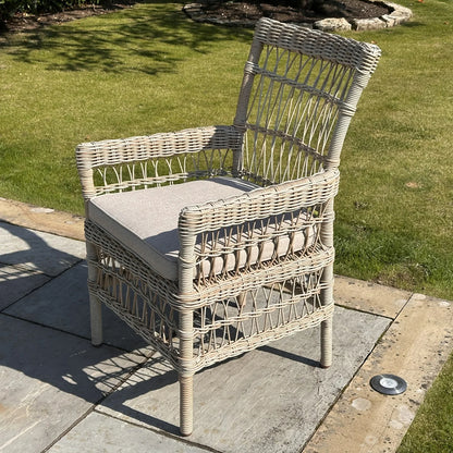 Luxury Provence Outdoor Dining Chair In Beige Rattan Provence Collection With Olefin Cushion