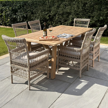 Luxury Provence Outdoor Large Dining Table With Acacia Wood 200cm Rustic Patio Centerpiece
