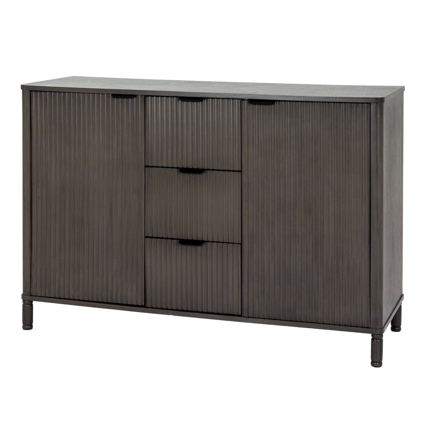 Luxury Reed 3 Drawer 2 Door Brown Wood Cabinet