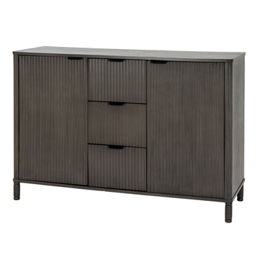 Luxury Reed 3 Drawer 2 Door Brown Wood Cabinet