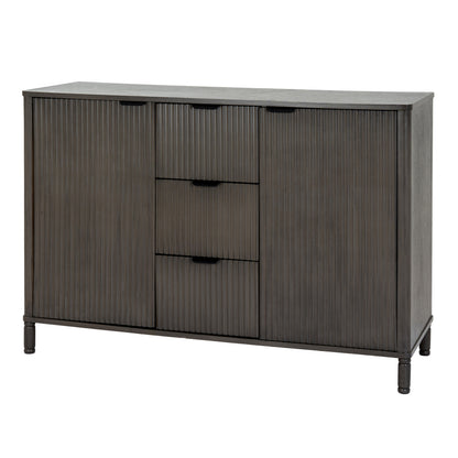 Luxury Reed 3 Drawer 2 Door Brown Wood Cabinet