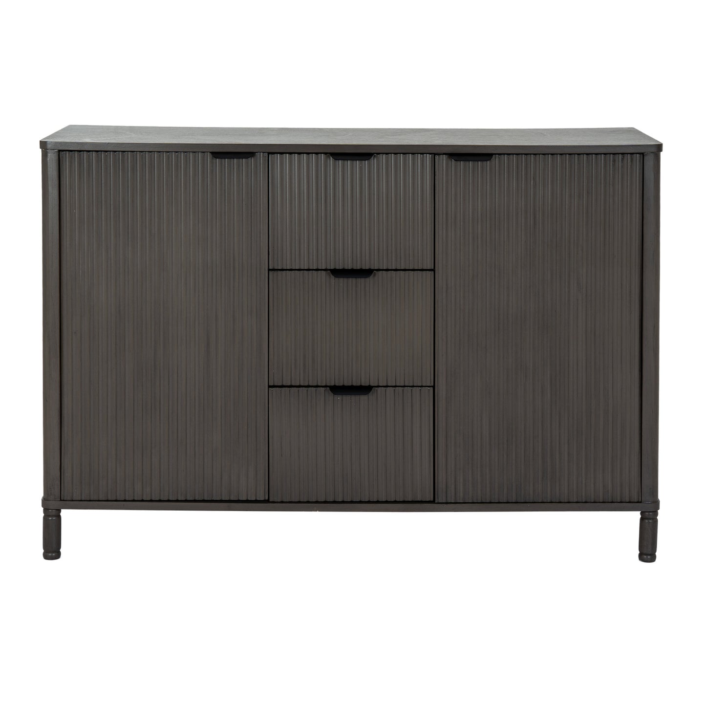 Luxury Reed 3 Drawer 2 Door Brown Wood Cabinet