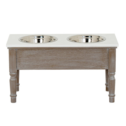 Luxury Serene Grey Wood Pet Feeder Table