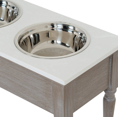 Luxury Serene Grey Wood Pet Feeder Table