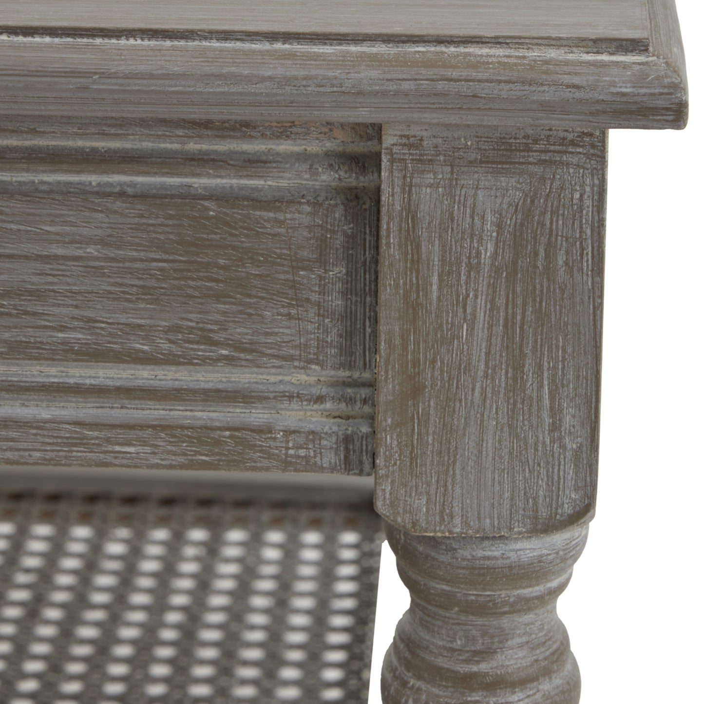 Luxury Serene Rattan Grey Wood Large Console Table