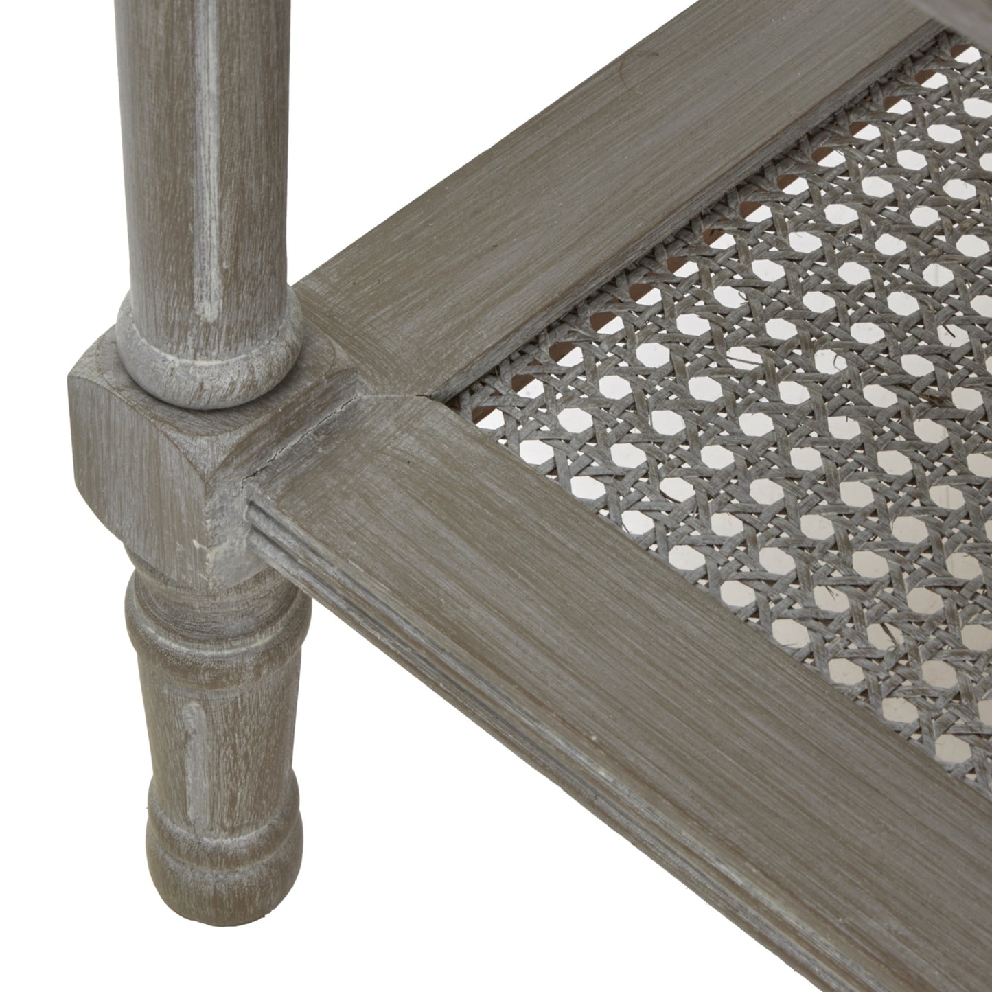 Luxury Serene Rattan Grey Wood Large Console Table