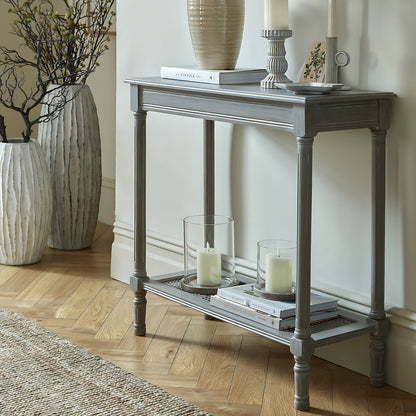 Luxury Serene Rattan Grey Wood Console Table