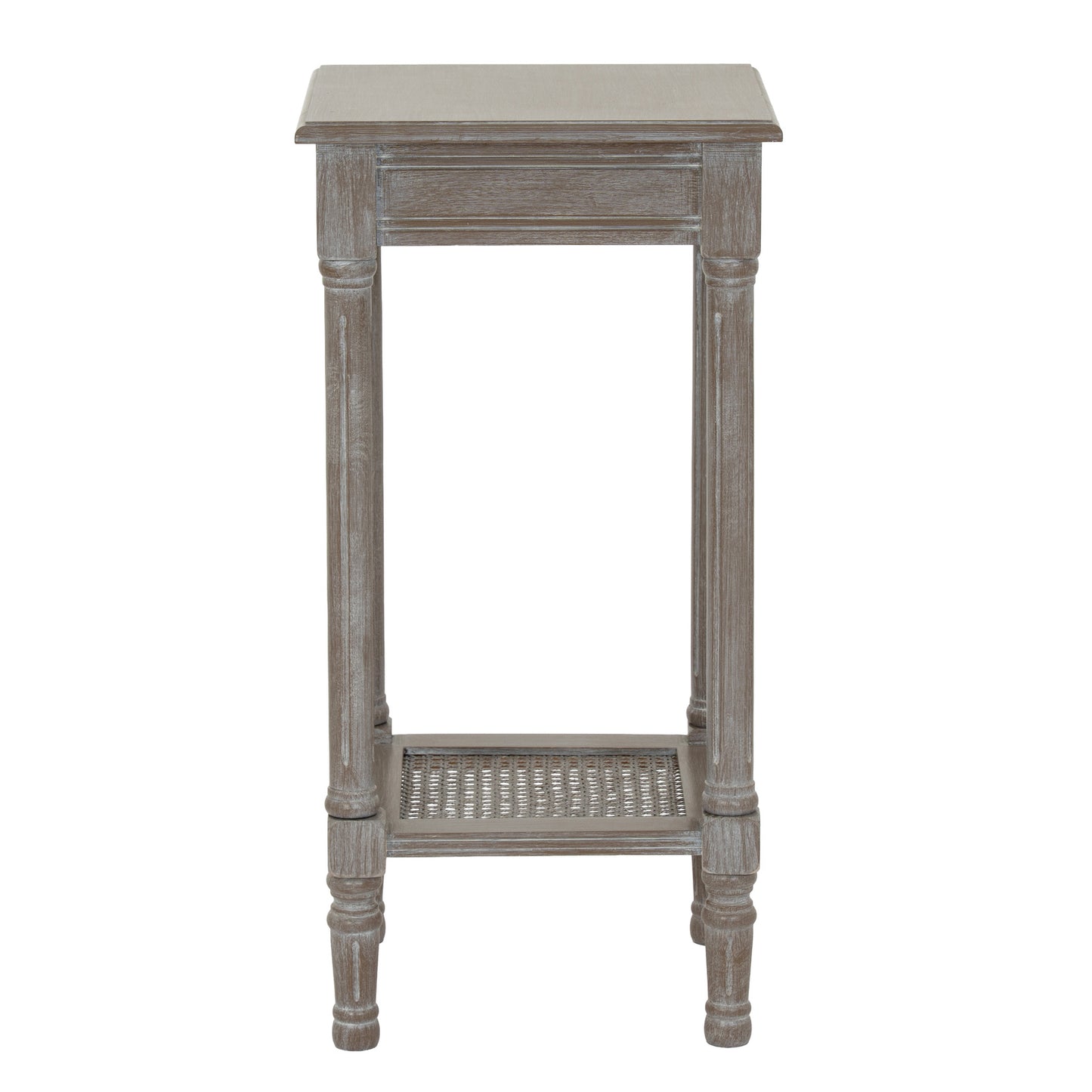 Luxury Serene Rattan Small Grey Wood Side Lamp Table
