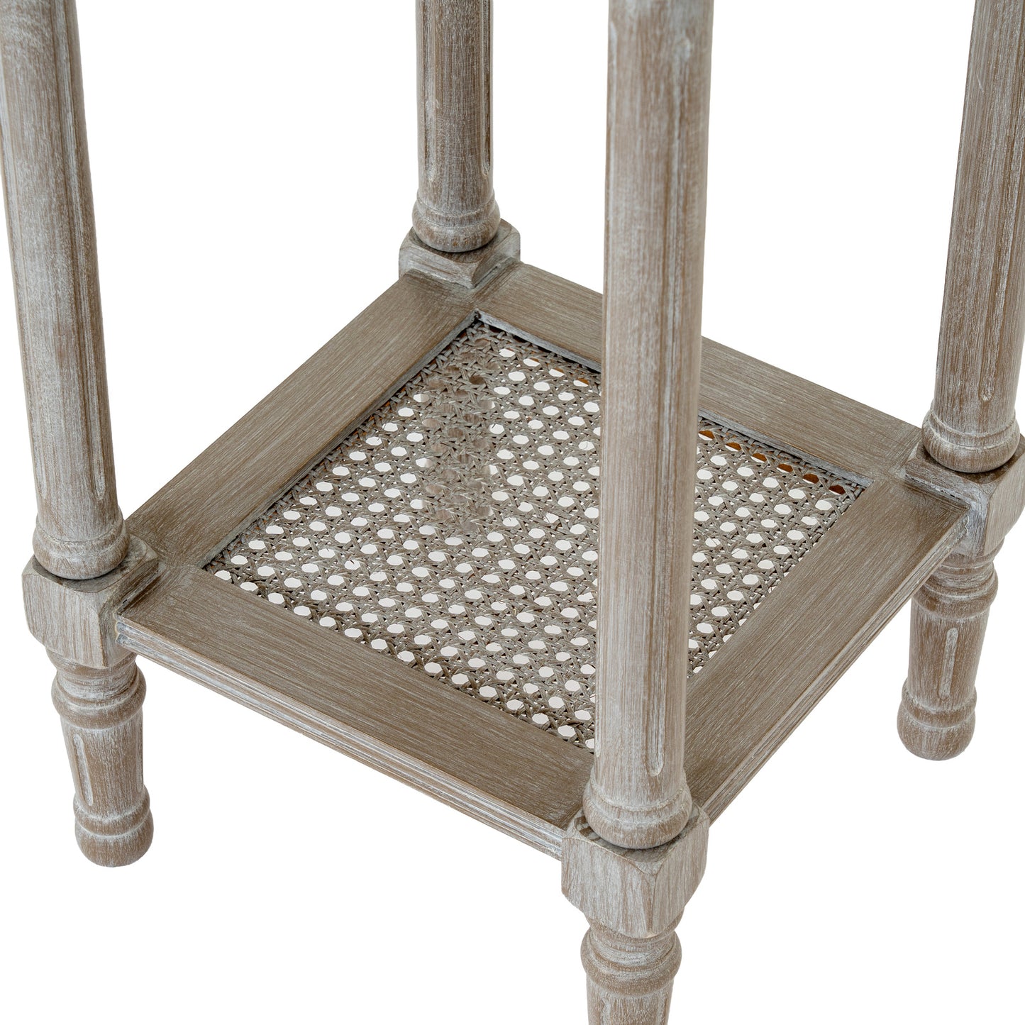 Luxury Serene Rattan Small Grey Wood Side Lamp Table