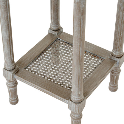 Luxury Serene Rattan Small Grey Wood Side Lamp Table