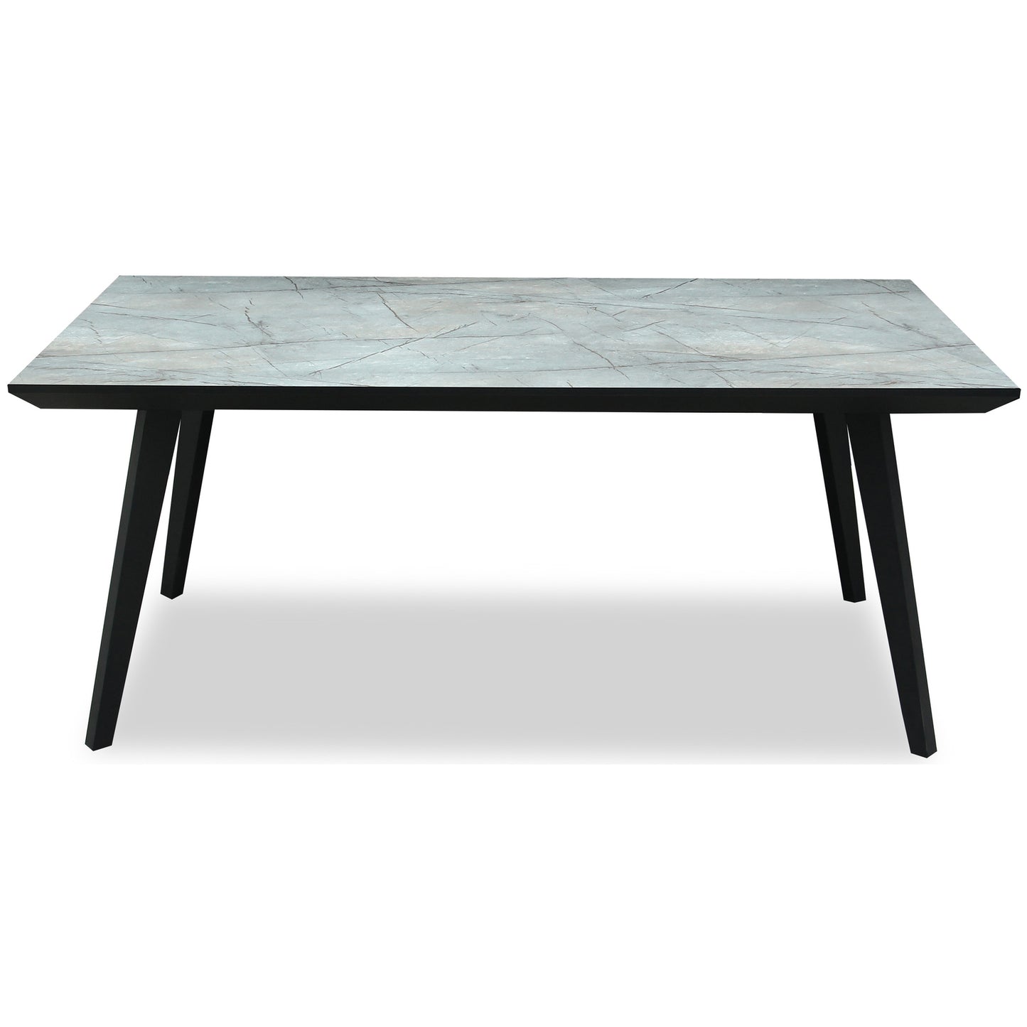 Luxury Stellen Rectangular Grey Top Black Metal Legs Dining Table