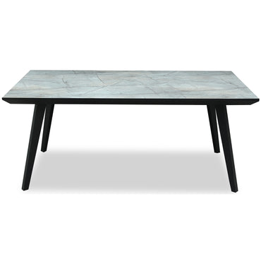 Luxury Stellen Rectangular Grey Top Black Metal Legs Dining Table