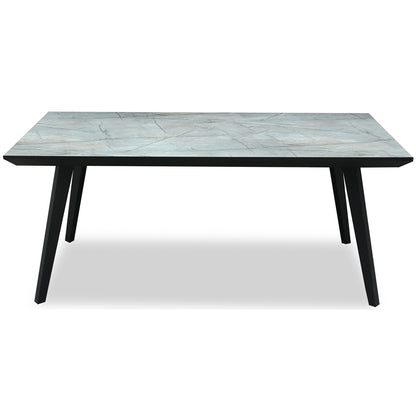 Luxury Stellen Rectangular Grey Top Black Metal Legs Dining Table
