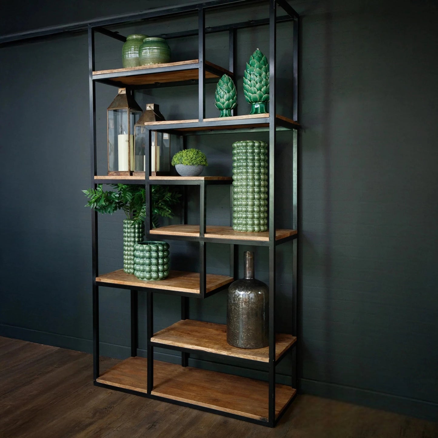 Luxury Tall Industrial Metal 203cm Room Divider Shelf Unit With 6-Tier Open Display Shelving