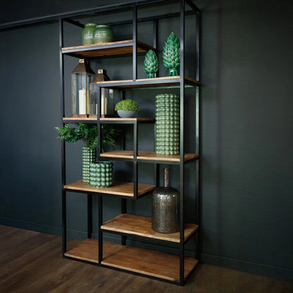 Luxury Tall Industrial Metal 203cm Room Divider Shelf Unit With 6-Tier Open Display Shelving