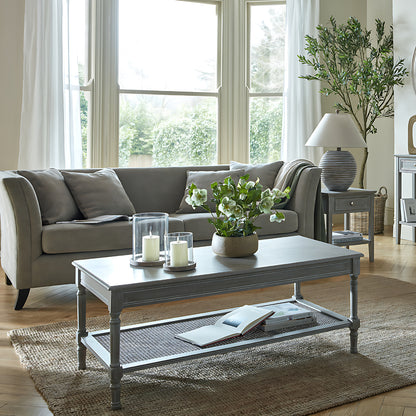 Luxury Serene One Drawer Grey Wood Side Lamp Table