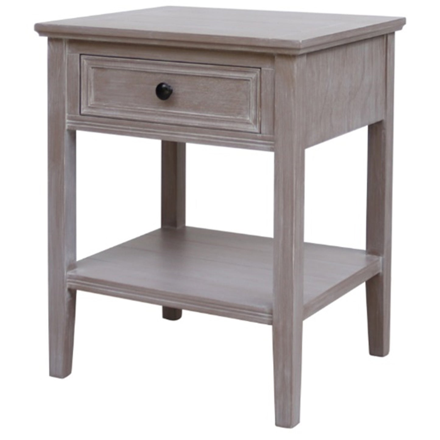 Luxury Serene One Drawer Grey Wood Side Lamp Table