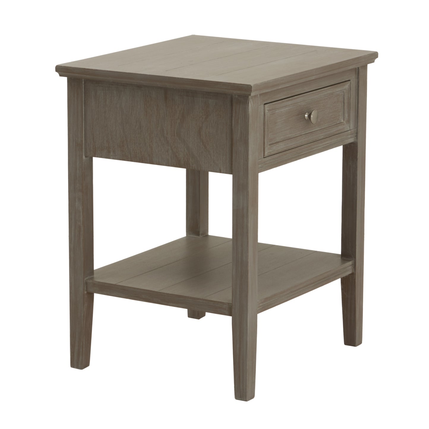 Luxury Serene One Drawer Grey Wood Side Lamp Table