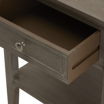 Luxury Serene One Drawer Grey Wood Side Lamp Table