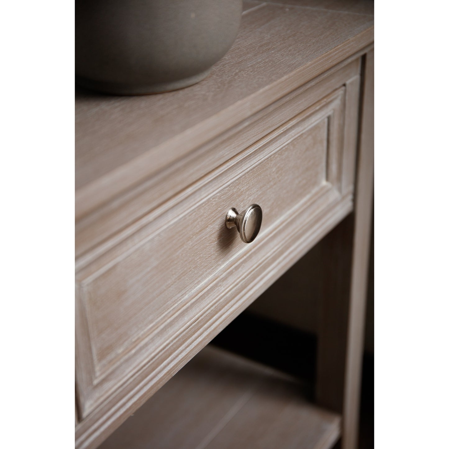 Luxury Serene One Drawer Grey Wood Side Lamp Table