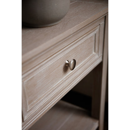 Luxury Serene One Drawer Grey Wood Side Lamp Table