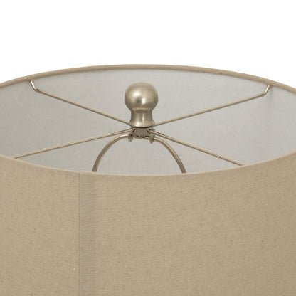 Luxury Twill Weave Ceramic Table Lamp In White Ceramic With Linen Shade
