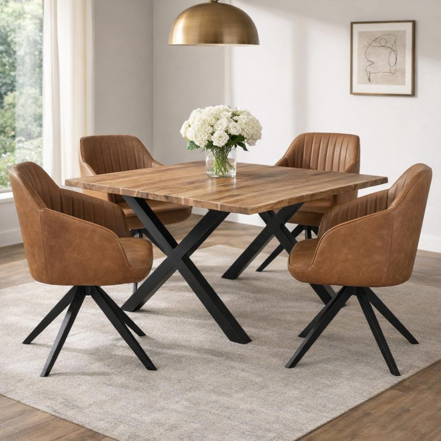 Luxury Uppsala Tan Dining Chair In Brown Fabric