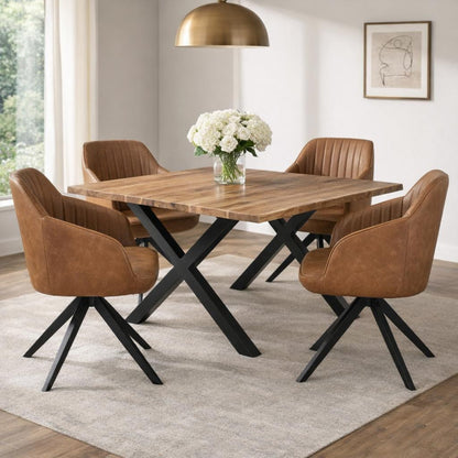 Luxury Uppsala Tan Dining Chair In Brown Fabric