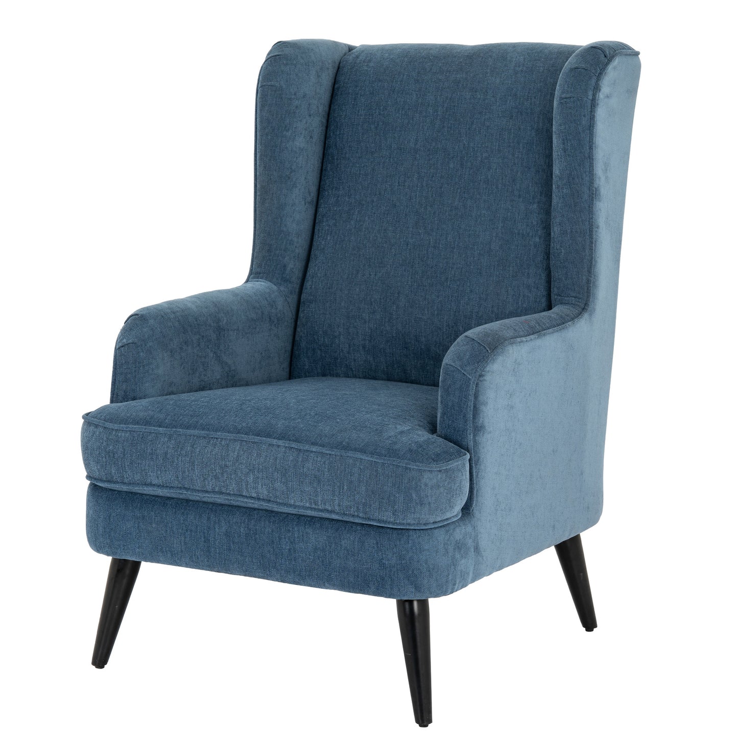 Luxury Vellis Wingback Armchair In Blue Fabric